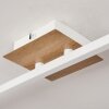 Javel Plafondlamp Chroom, houtlook, Wit, 6-lichts