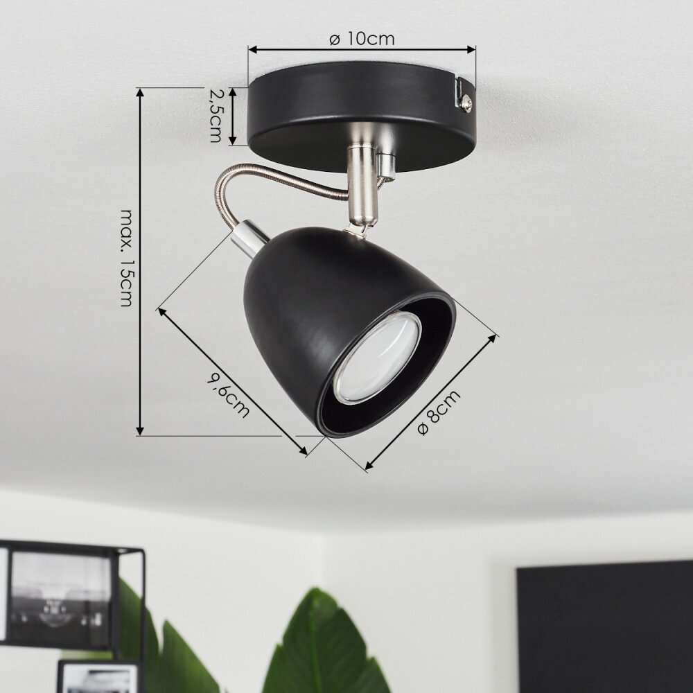 Moesdorf Plafondlamp Nikkel mat, Zwart, 1-licht
