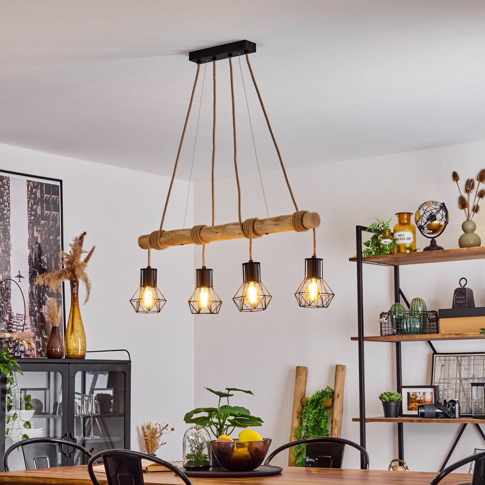 Mechaico Hanglamp Natuurlijke kleuren, Zwart, 4-lichts