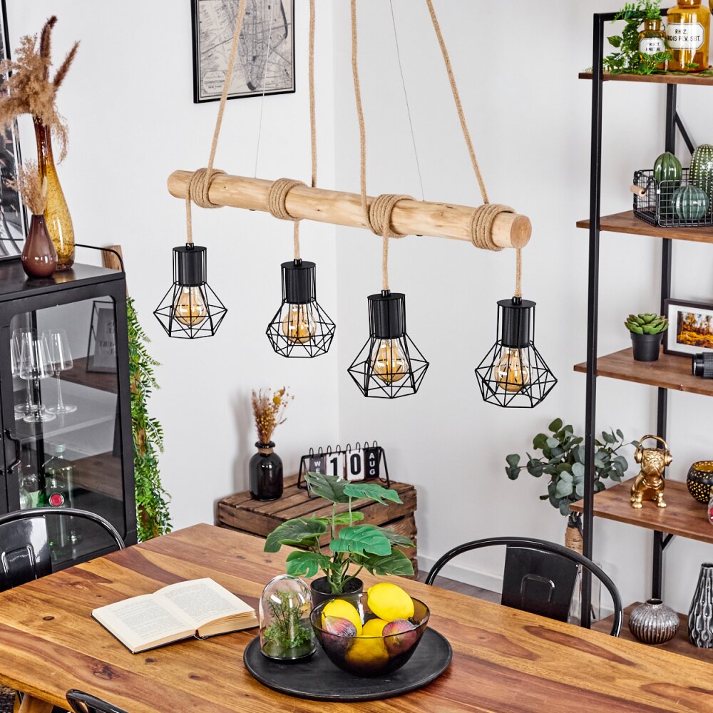 Mechaico Hanglamp Natuurlijke kleuren, Zwart, 4-lichts