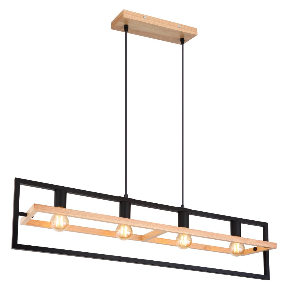 Globo ERICA Hanglamp Natuurlijke kleuren, Zwart, 4-lichts main product photo