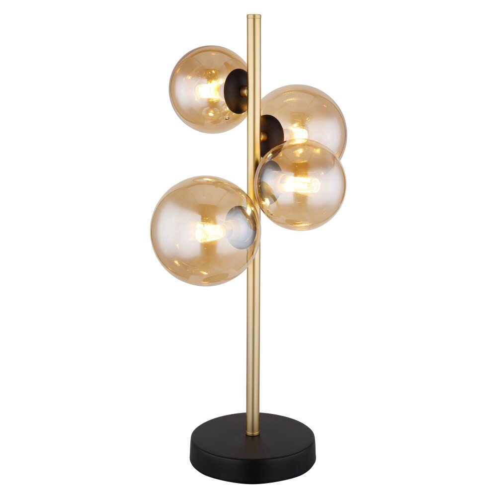 Globo RIHA Tafellamp LED Messing, Zwart, 4-lichts main product photo