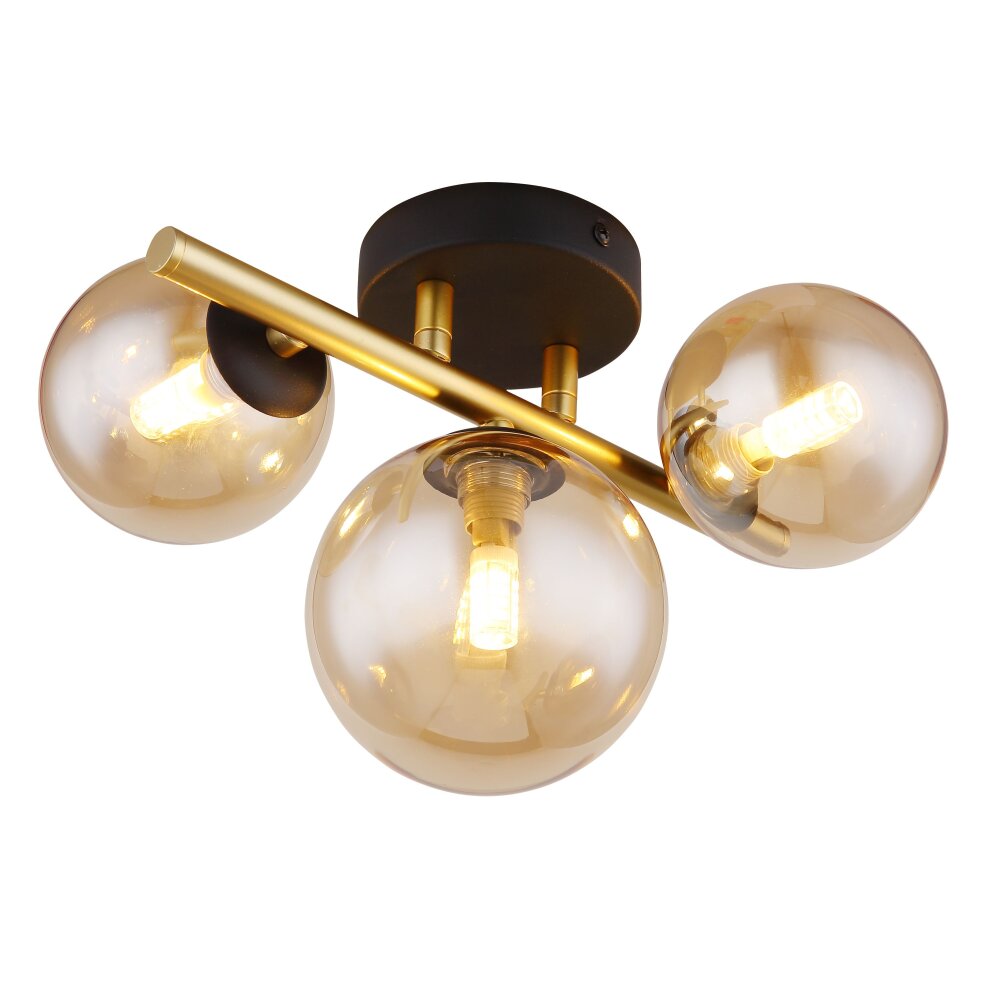 Globo RIHA Muurlamp LED Messing, Zwart, 3-lichts main product photo