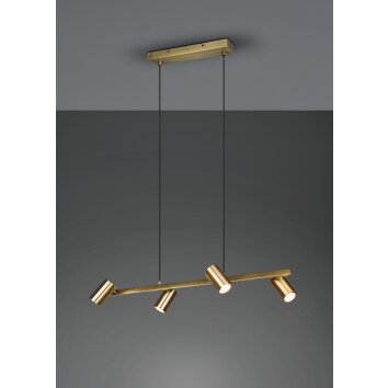 Trio Marley Hanglamp Oud messing, 4-lichts