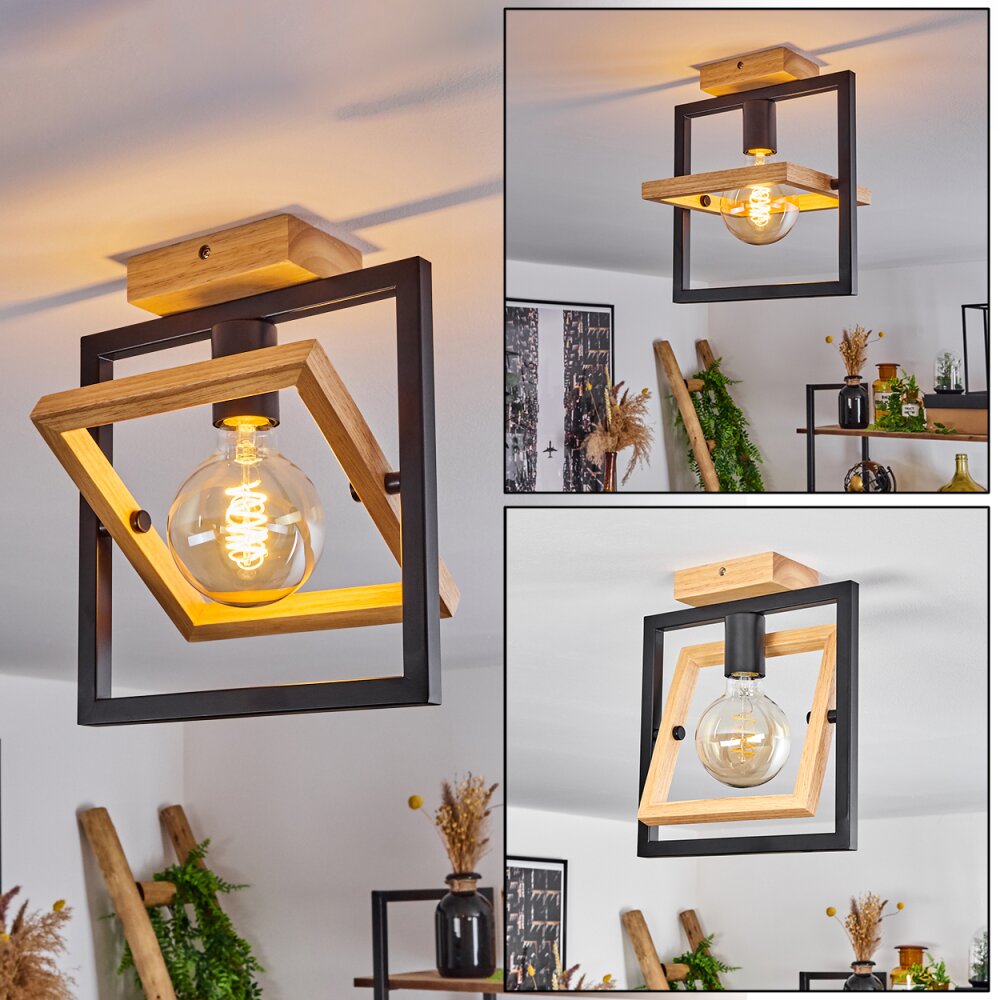 Espenel Plafondlamp Hout licht, Zwart, 1-licht main product photo