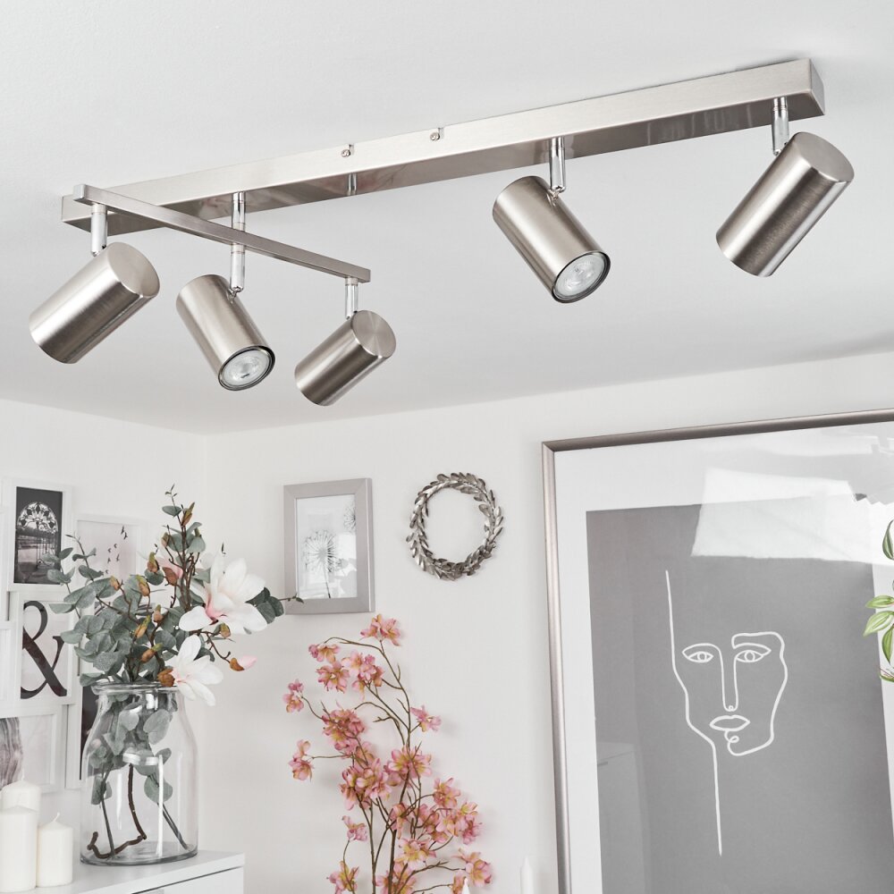 Javel Plafondlamp Chroom, Nikkel mat, 5-lichts