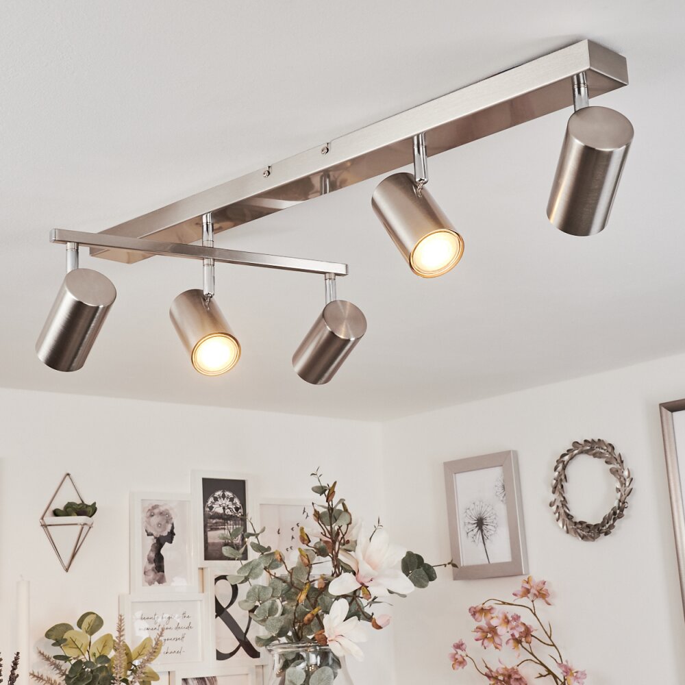 Javel Plafondlamp Chroom, Nikkel mat, 5-lichts