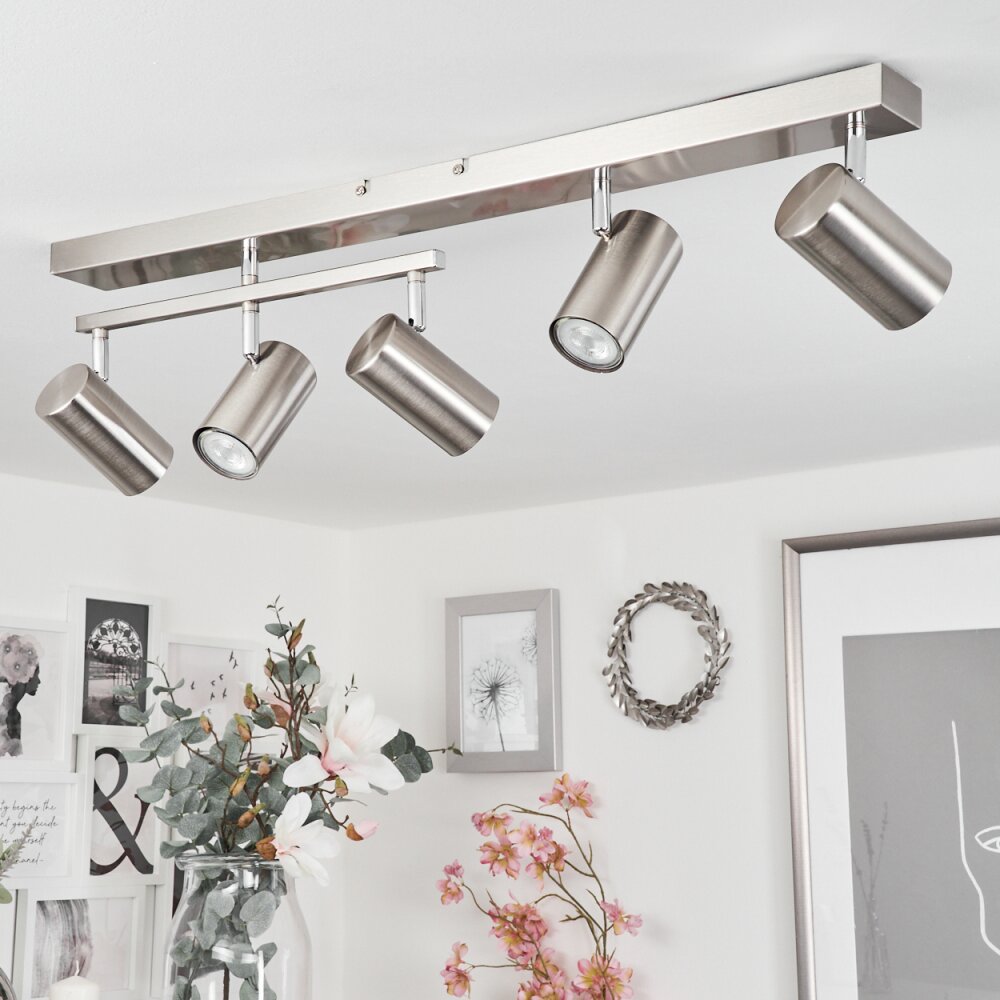 Javel Plafondlamp Chroom, Nikkel mat, 5-lichts