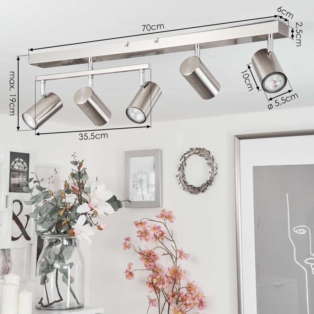 Javel Plafondlamp Chroom, Nikkel mat, 5-lichts
