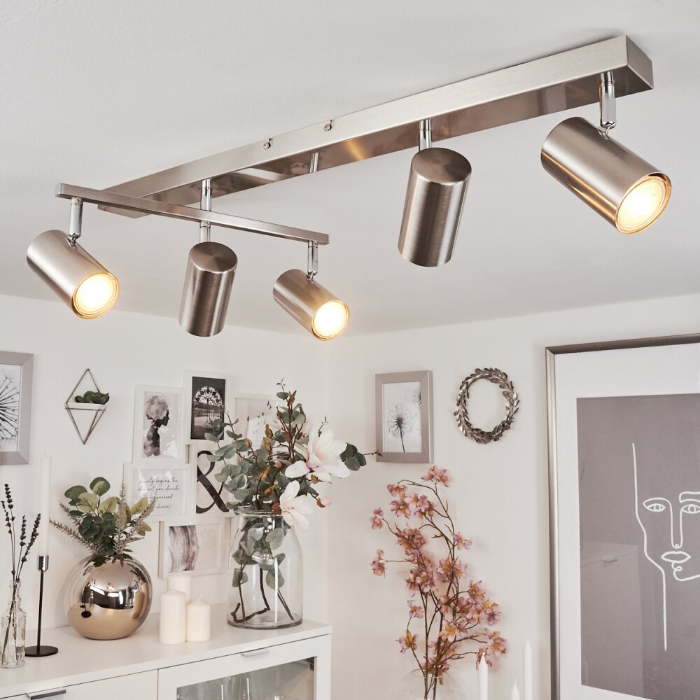 Javel Plafondlamp Chroom, Nikkel mat, 5-lichts