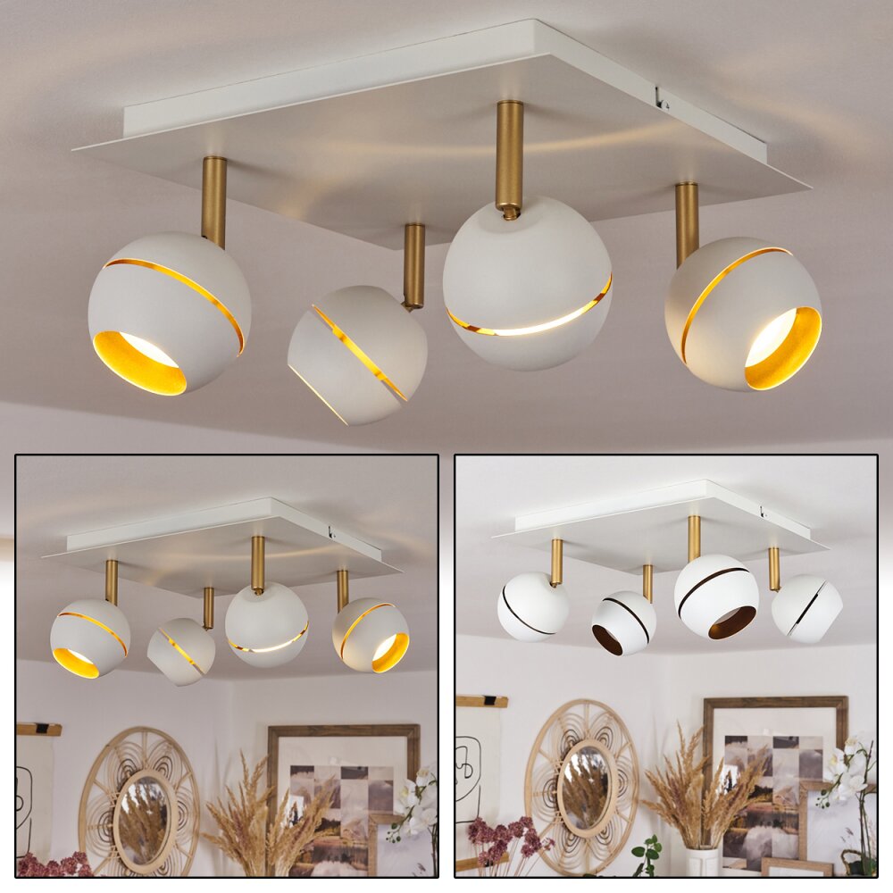 Tome Plafondlamp LED Messing, Wit, 4-lichts main product photo