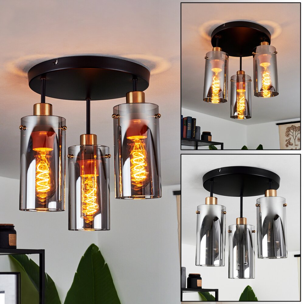 Vaurois Plafondlamp Messing, Zwart, 3-lichts main product photo