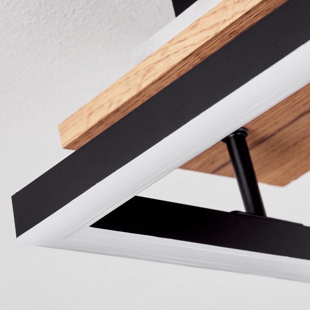 Sequeira Plafondlamp LED Hout licht, houtlook, Zwart, 3-lichts