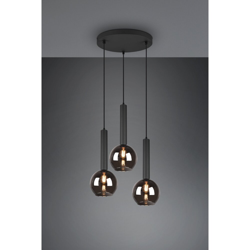 Trio Clayton Hanglamp Zwart, 3-lichts main product photo