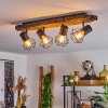 Bardhaman Plafondlamp Bruin, houtlook, Zwart, 4-lichts