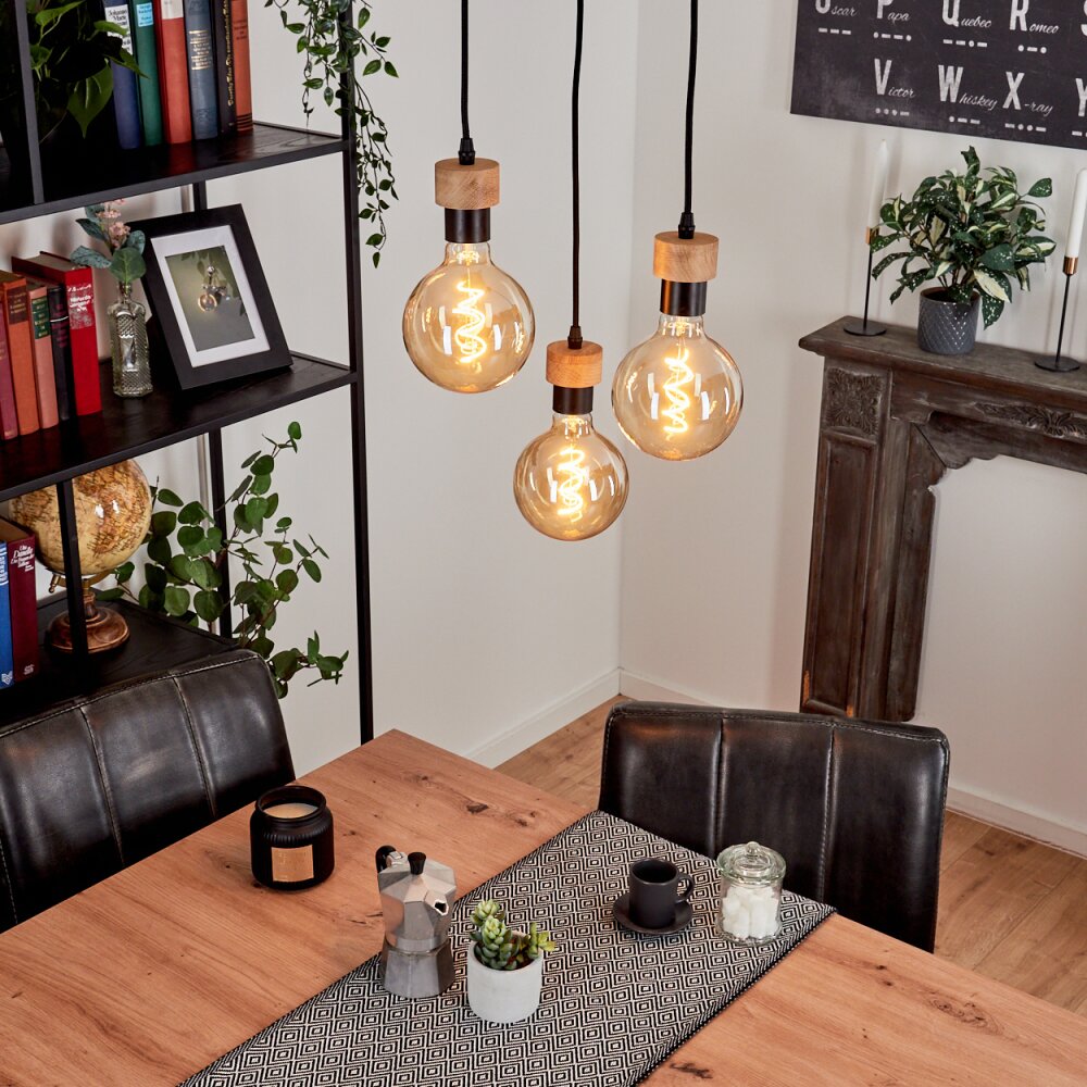 Harran Hanger Natuurlijke kleuren, Zwart, 3-lichts main product photo