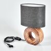Francillon Tafellamp Bruin, Chroom, houtlook, 1-licht