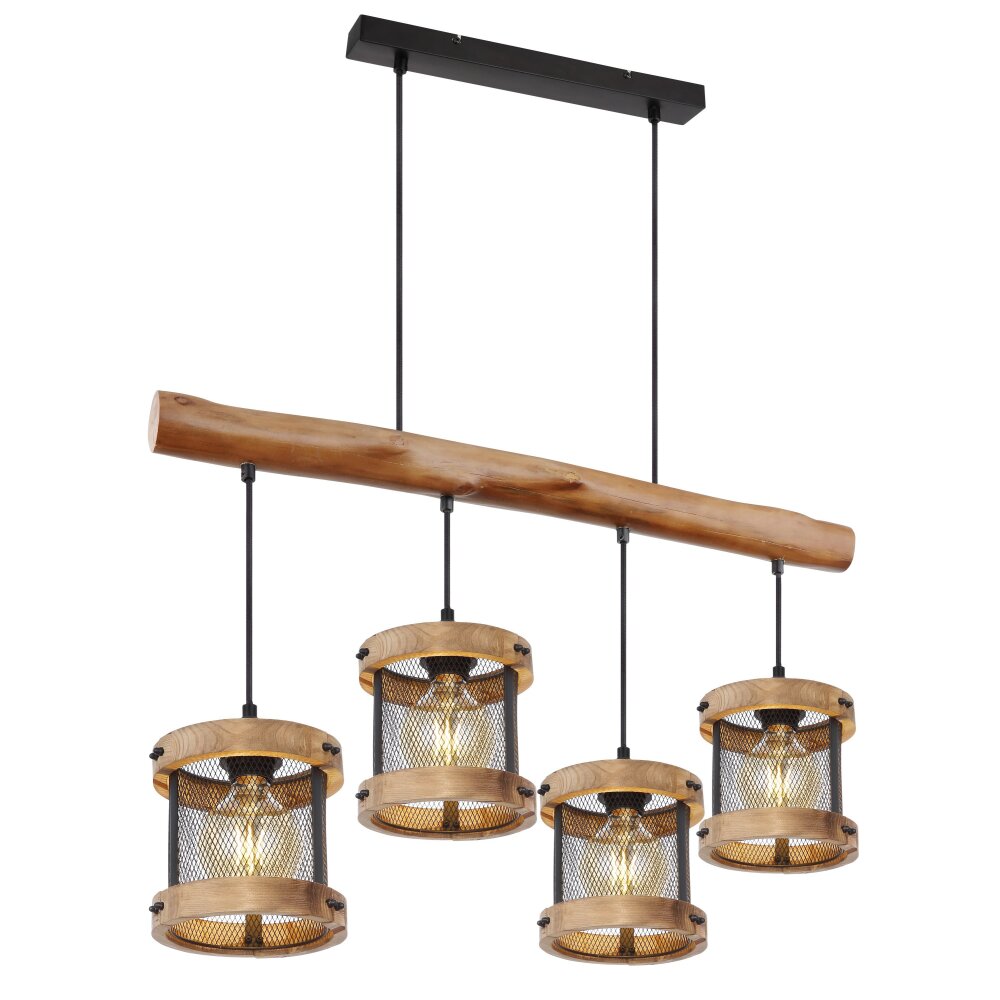 Globo JEANIE Hanger Hout donker, Zwart, 4-lichts main product photo