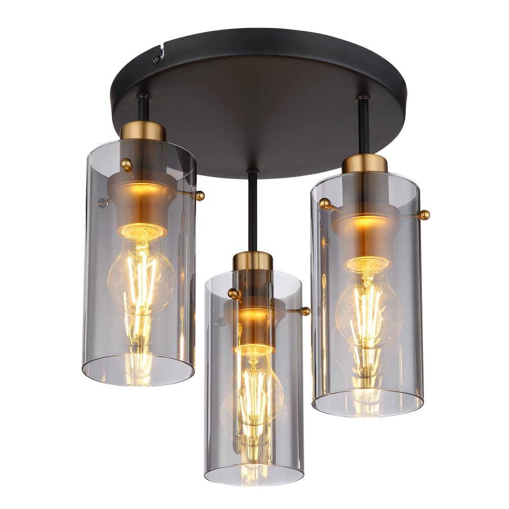 Globo FANNI Plafondlamp Messing, Zwart, 3-lichts main product photo