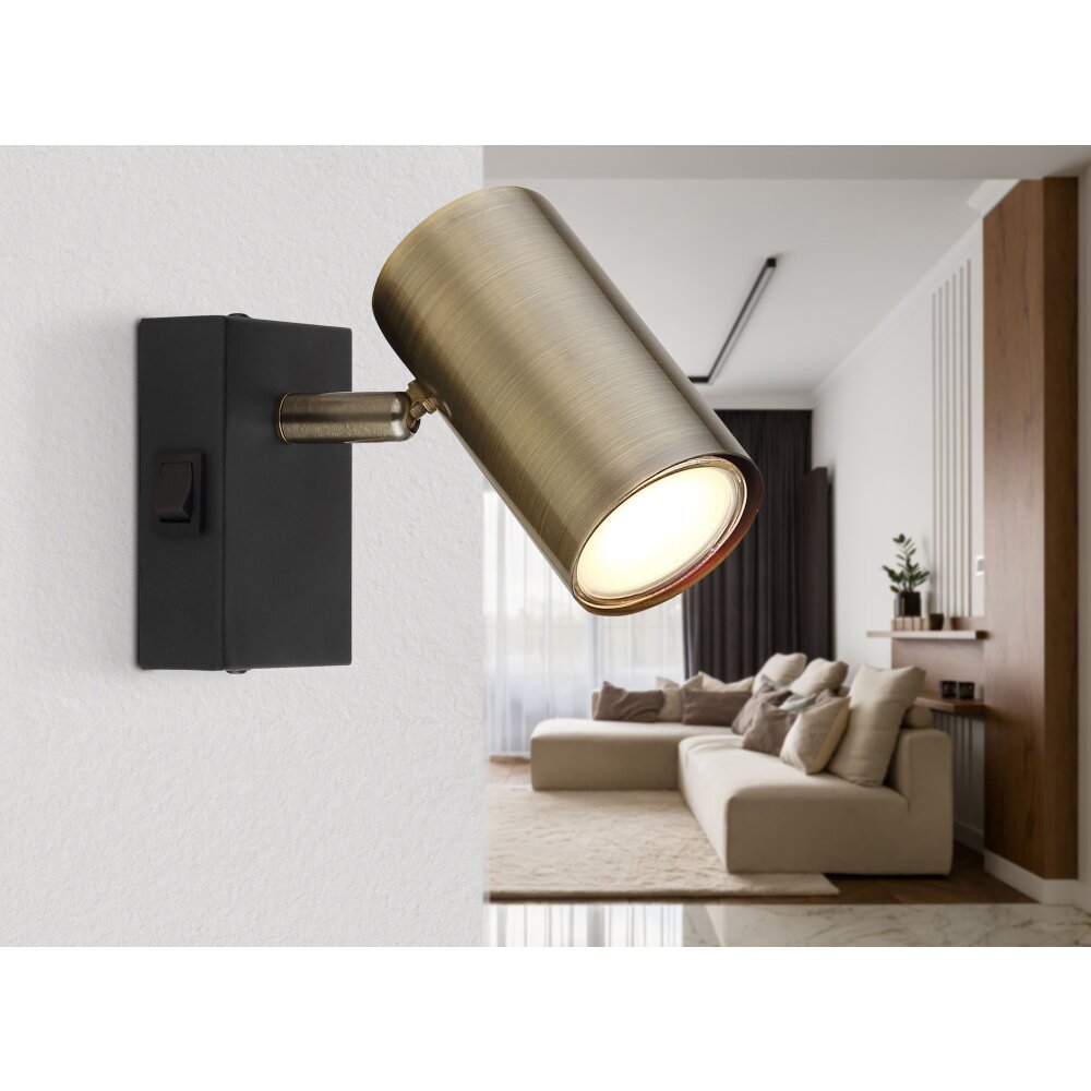 Globo ROBBY Muurlamp Zwart, 1-licht main product photo