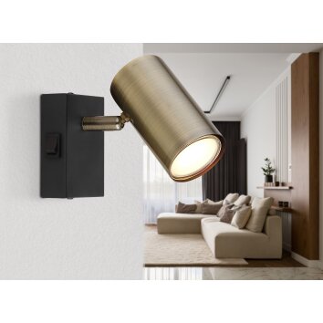 Globo ROBBY Muurlamp Zwart, 1-licht