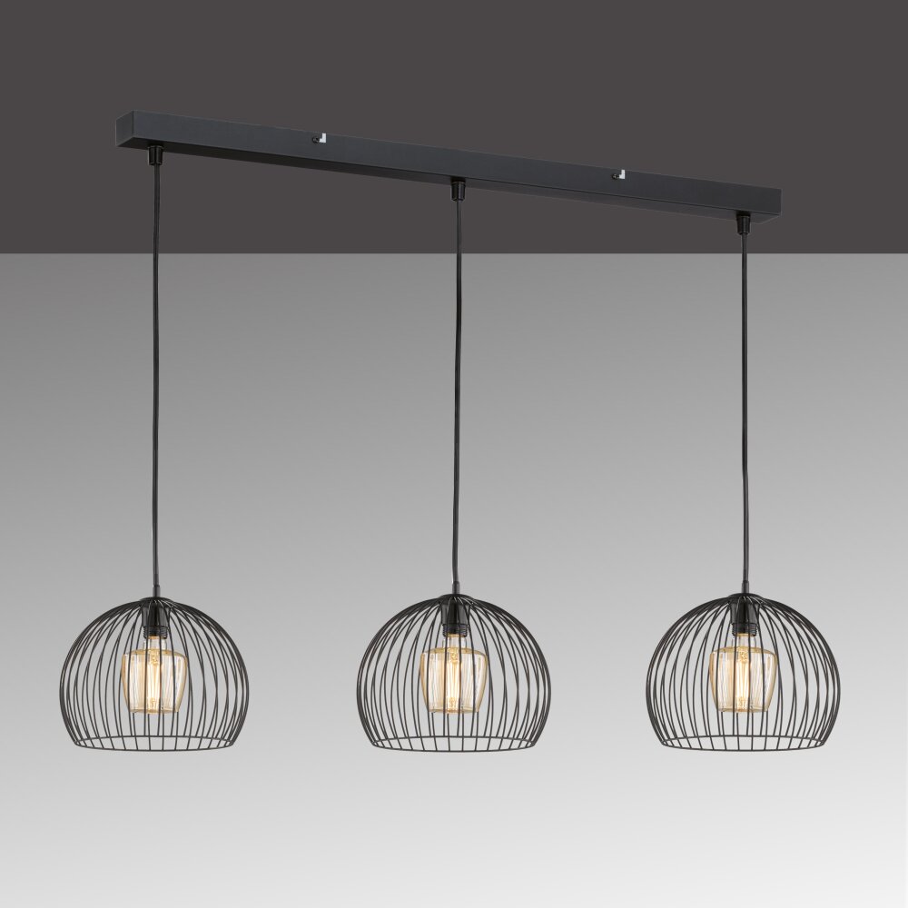 Fischer & Honsel Wire Hanglamp Zwart, 3-lichts main product photo