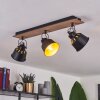 Safari Plafondlamp Chroom, Hout donker, Zwart, 3-lichts