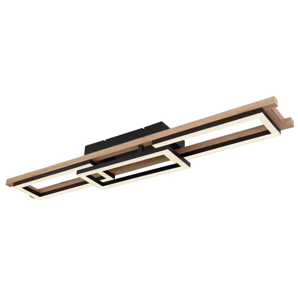 Globo ILLA Plafondlamp LED houtlook, Zwart, 1-licht main product photo