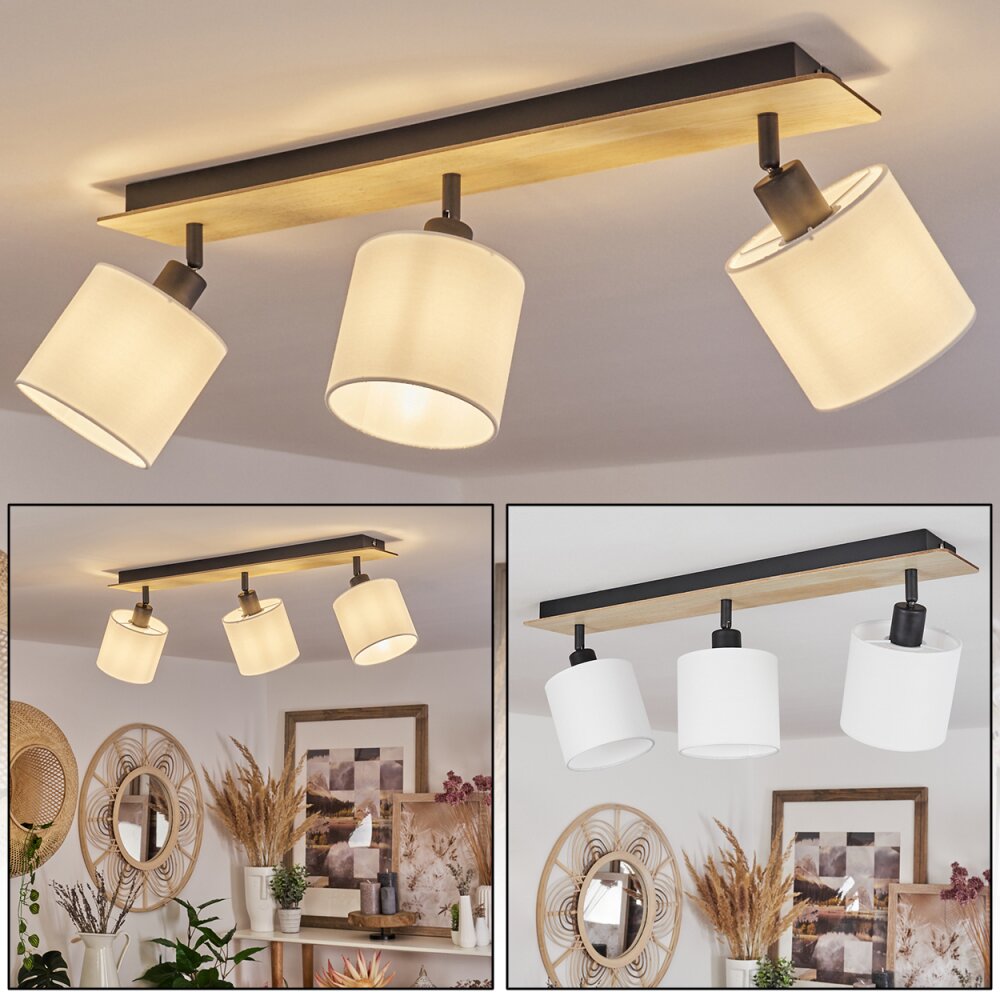 Alsen Plafondlamp Hout licht, Zwart, 3-lichts main product photo