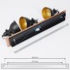 Tina Plafondlamp Chroom, Hout donker, Zwart, 3-lichts