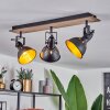 Tina Plafondlamp Chroom, Hout donker, Zwart, 3-lichts