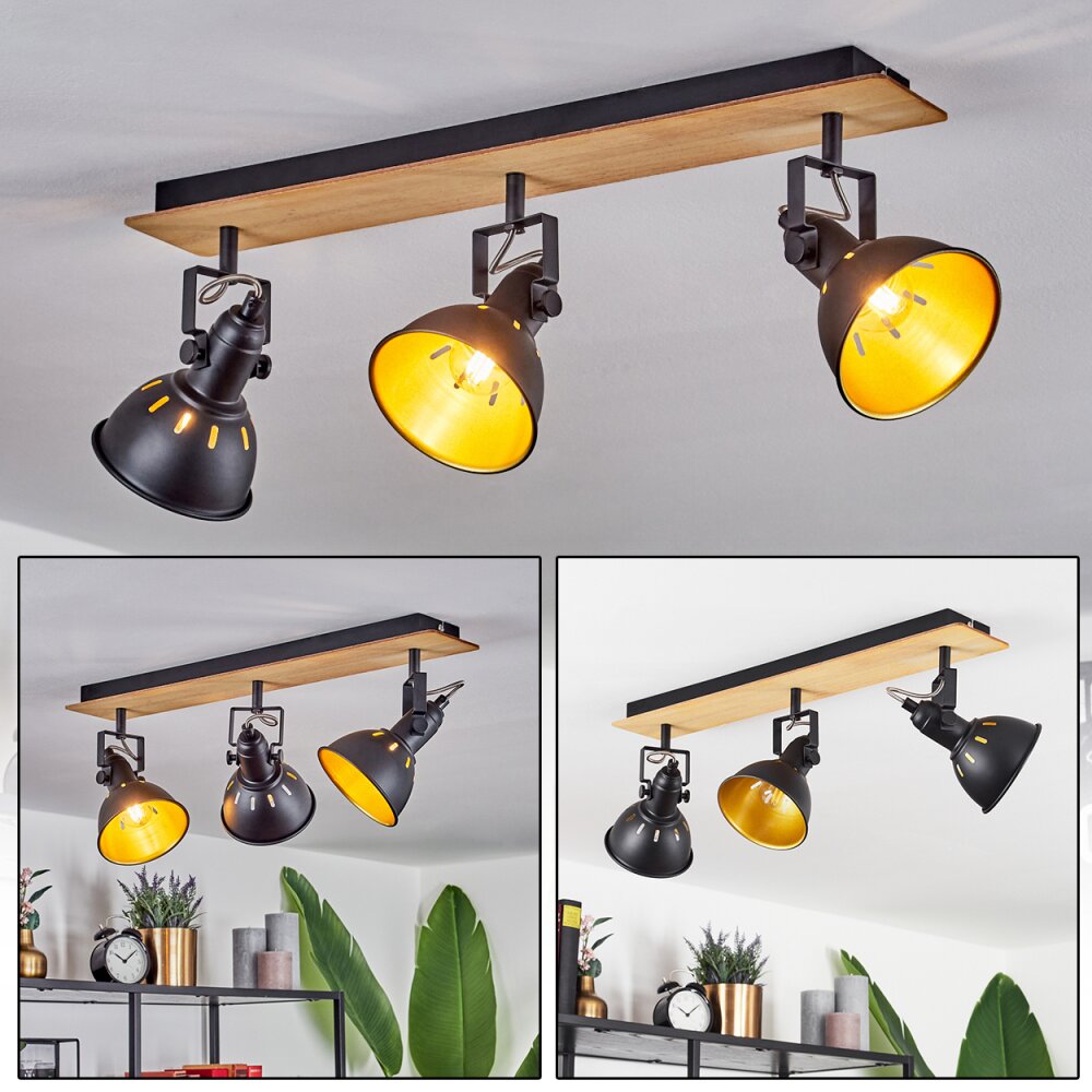Tina Plafondlamp Chroom, Natuurlijke kleuren, Zwart, 3-lichts main product photo