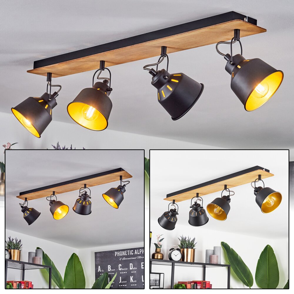 Safari Plafondlamp Chroom, Natuurlijke kleuren, Zwart, 4-lichts main product photo