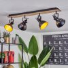 Tina Plafondlamp Chroom, Hout licht, Zwart, 4-lichts