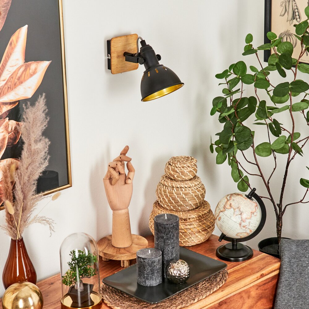 Tina Muurlamp Chroom, Natuurlijke kleuren, Zwart, 1-licht