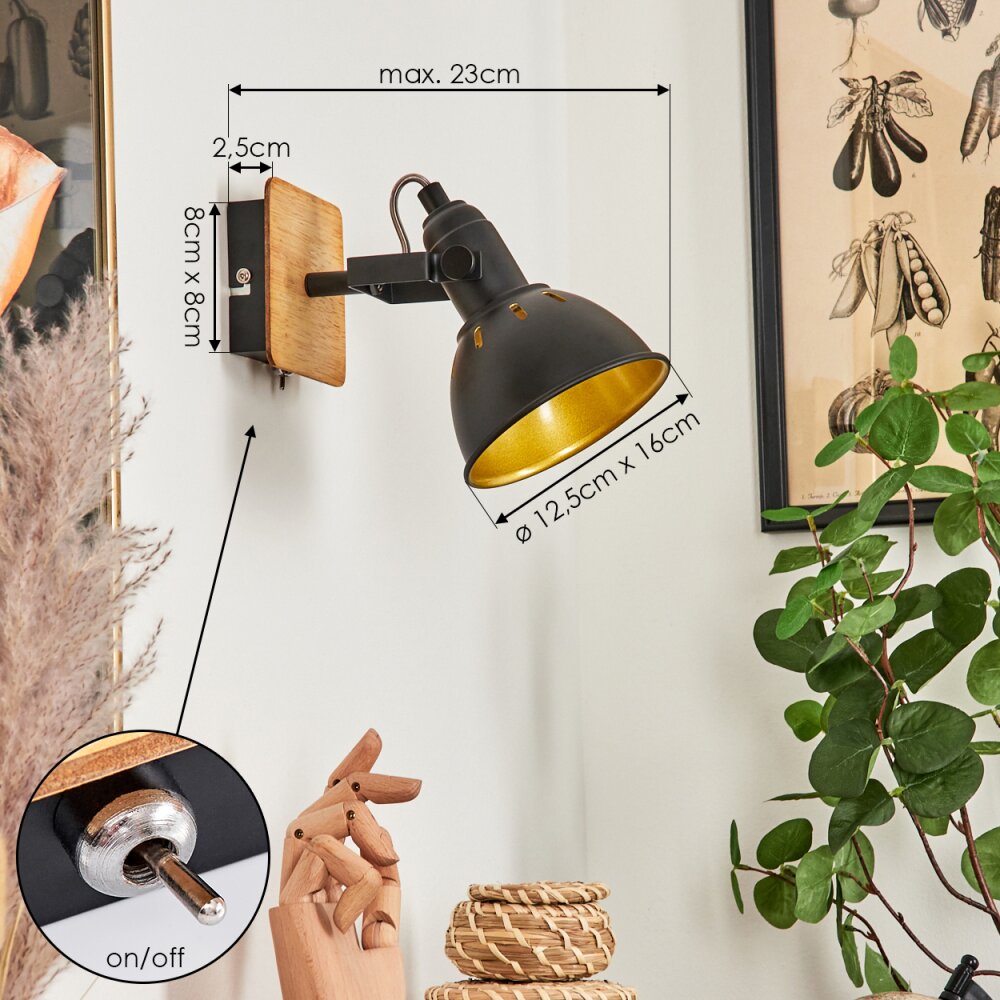 Tina Muurlamp Chroom, Natuurlijke kleuren, Zwart, 1-licht