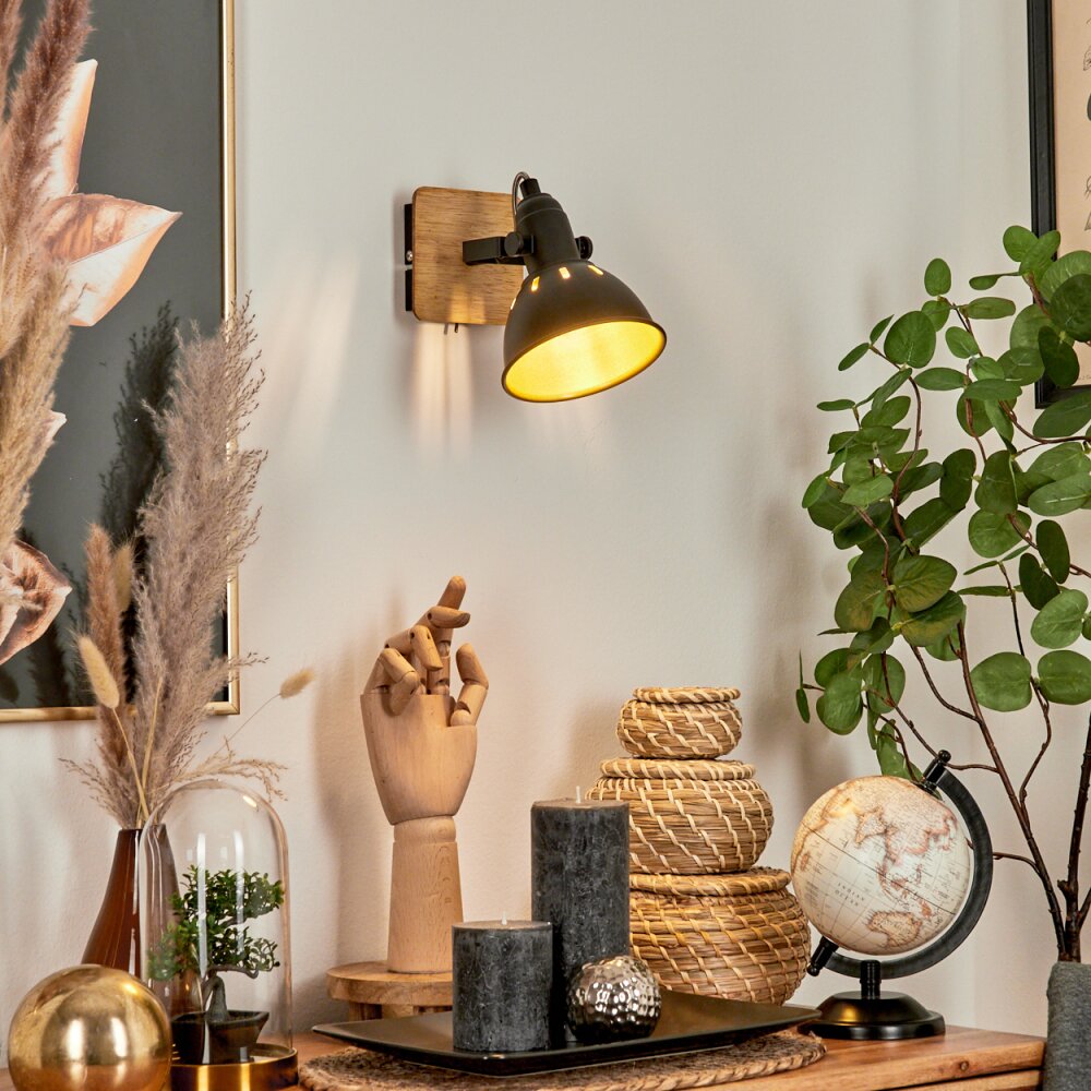 Tina Muurlamp Chroom, Natuurlijke kleuren, Zwart, 1-licht