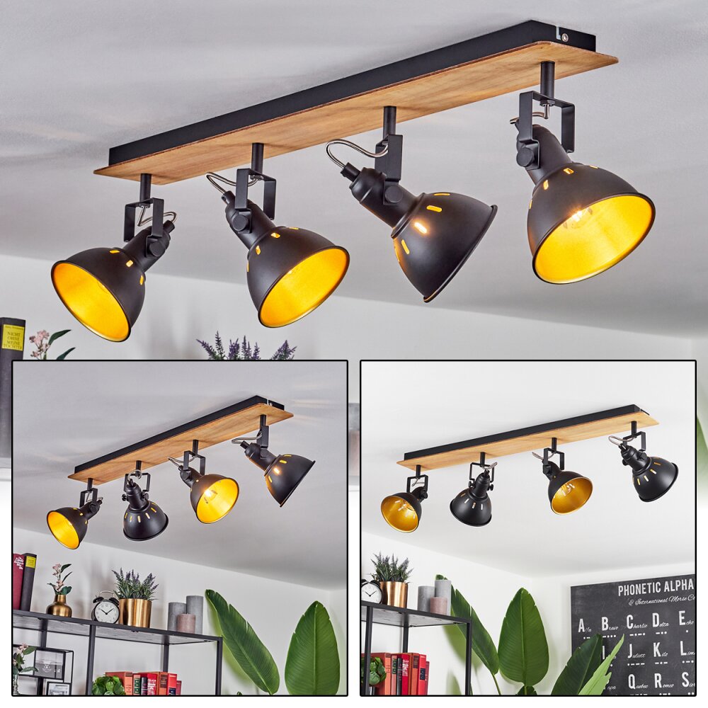 Tina Plafondlamp Chroom, Natuurlijke kleuren, Zwart, 4-lichts main product photo