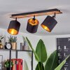 Alsen Plafondlamp Hout donker, Zwart, 3-lichts