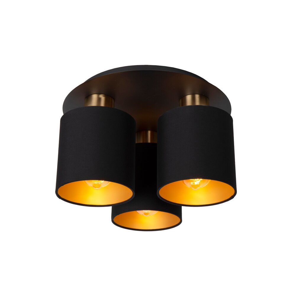 Lucide FUDRAL Plafondlamp Goud, Messing, Zwart, 3-lichts main product photo