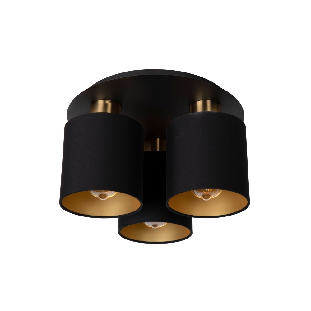 Lucide FUDRAL Plafondlamp Goud, Messing, Zwart, 3-lichts