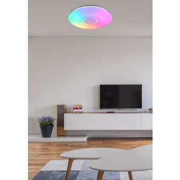 Globo SULLY Plafondlamp LED Wit, 1-licht, Afstandsbediening, Kleurwisselaar