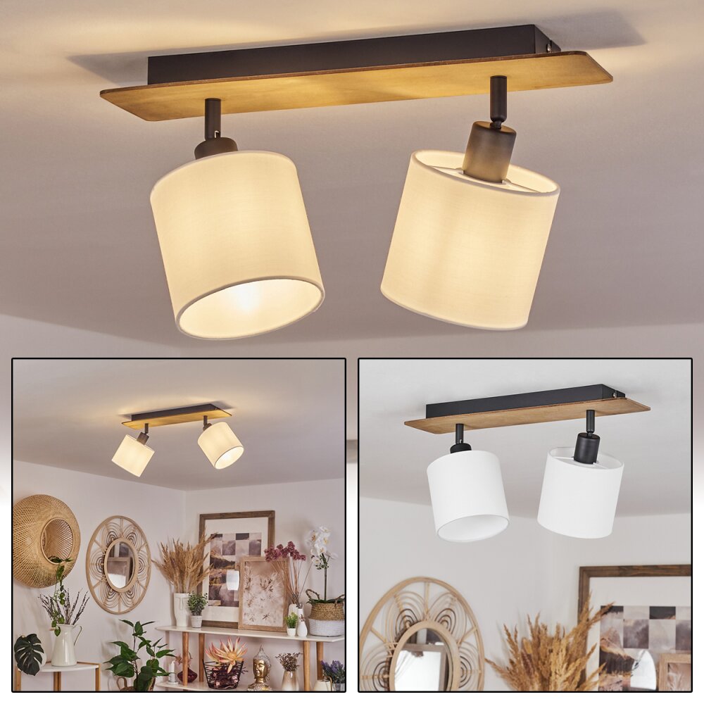 Alsen Plafondlamp Hout donker, Zwart, 2-lichts main product photo
