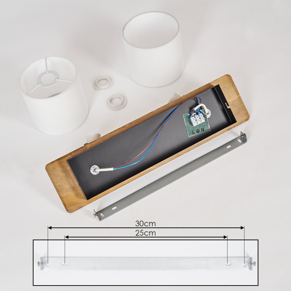 Alsen Plafondlamp Hout donker, Zwart, 2-lichts