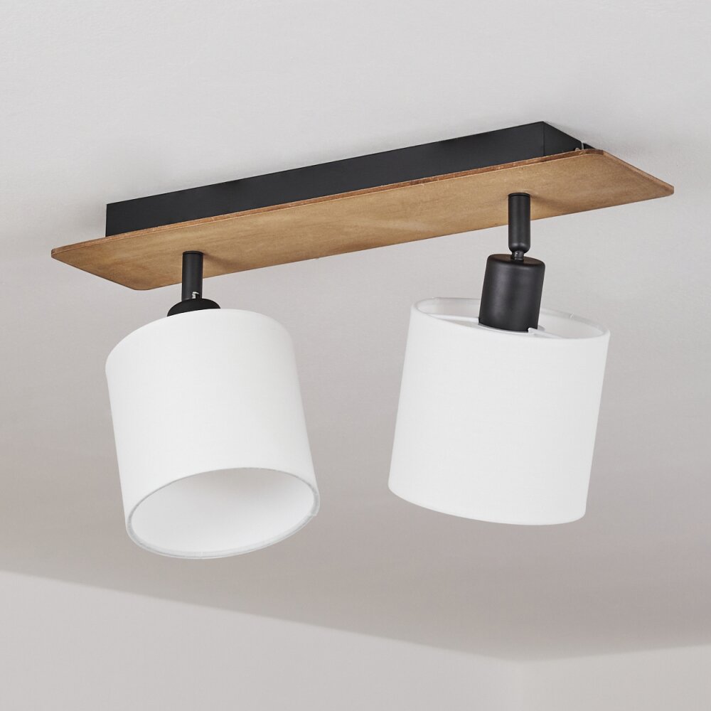 Alsen Plafondlamp Hout donker, Zwart, 2-lichts