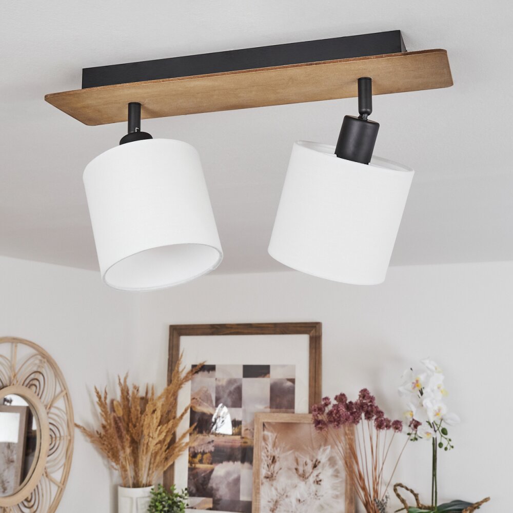 Alsen Plafondlamp Hout donker, Zwart, 2-lichts