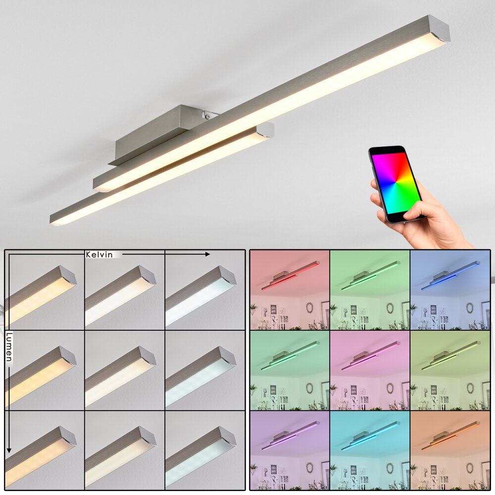 Tamizat Plafondlamp LED Nikkel mat, 2-lichts, Kleurwisselaar main product photo
