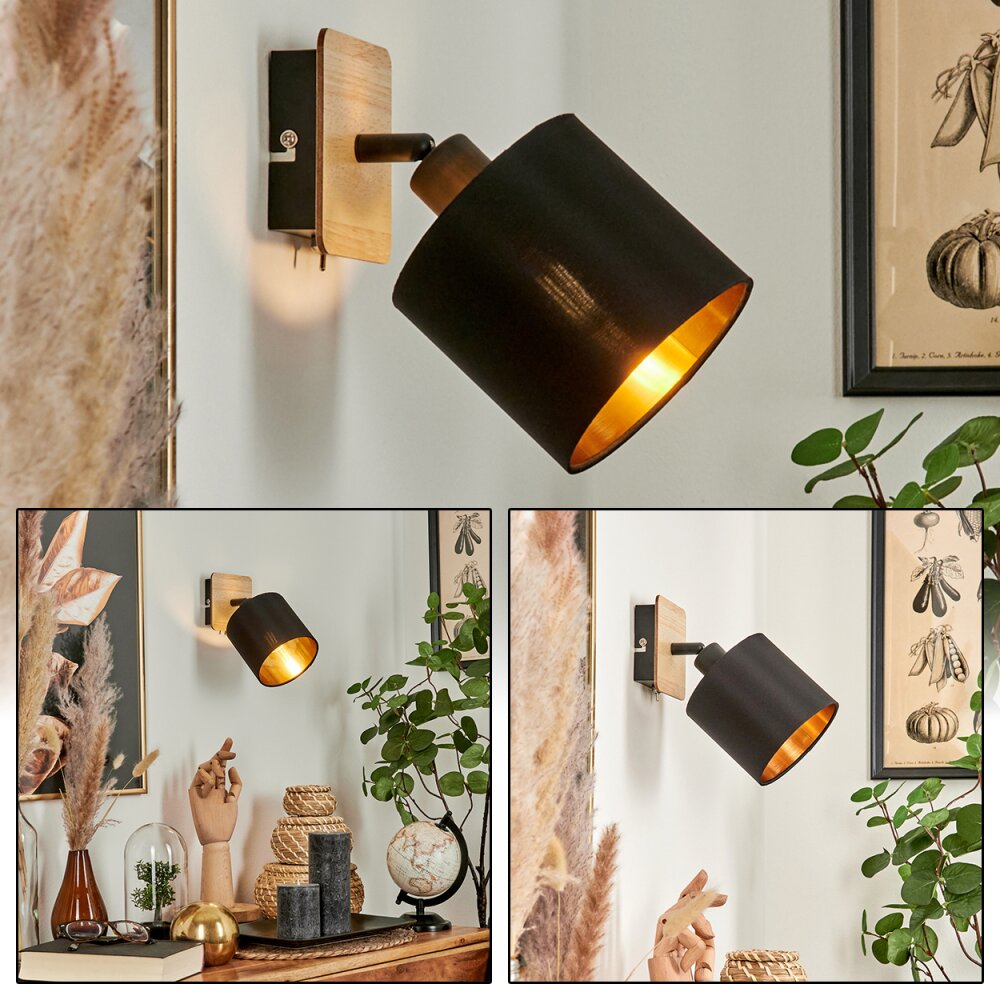Alsen Muurlamp Hout licht, Zwart, 1-licht main product photo