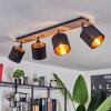 Alsen Plafondlamp Hout donker, Zwart, 4-lichts