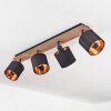 Alsen Plafondlamp Hout donker, Zwart, 4-lichts